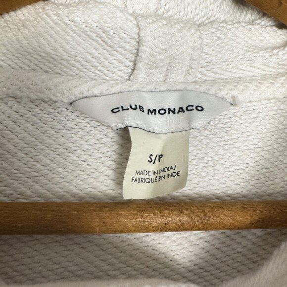 Club Monaco White Textured Waffle Knit Cotton Hoodie Sweatshirt Small - Picture 5 of 6